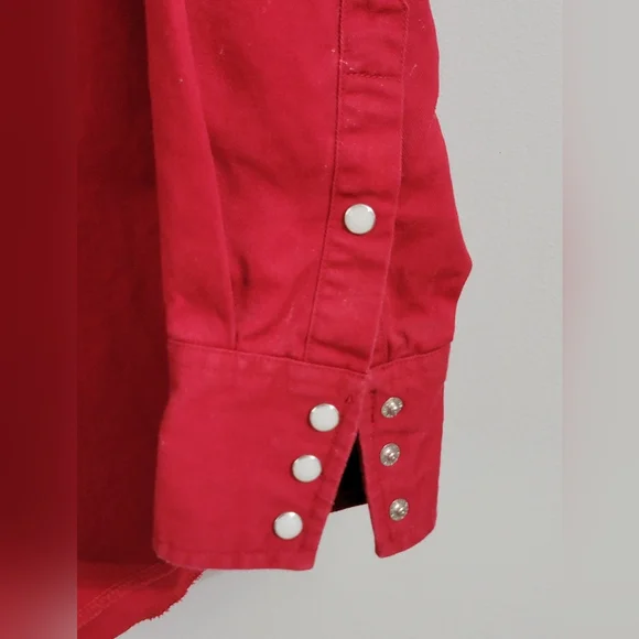 😎Host Pic😍VTG Men's Wrangler Denim Pearl Snap Brushpopper Size 15 1/2 X 33 - Picture 9 of 10